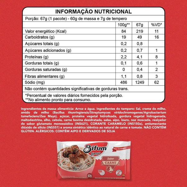 Imagem de Kit 30unid Macarrão Arroz Bifum Lámen Sabor Carne 67g