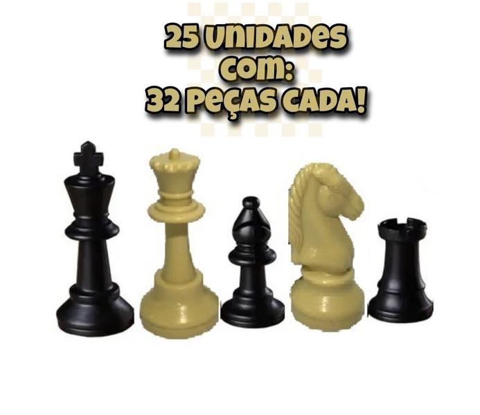 Imagem de kit 32 Peças grande de xadrez oficial com Tabuleiro Lona 45x45 cm Dobrável