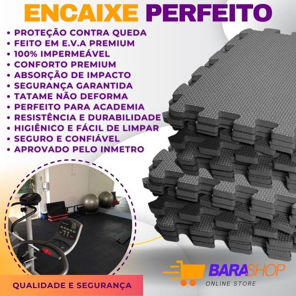 Imagem de Kit 32 Tatame 50x50 10 Mm Eva Preto Premium + Corda De Pular