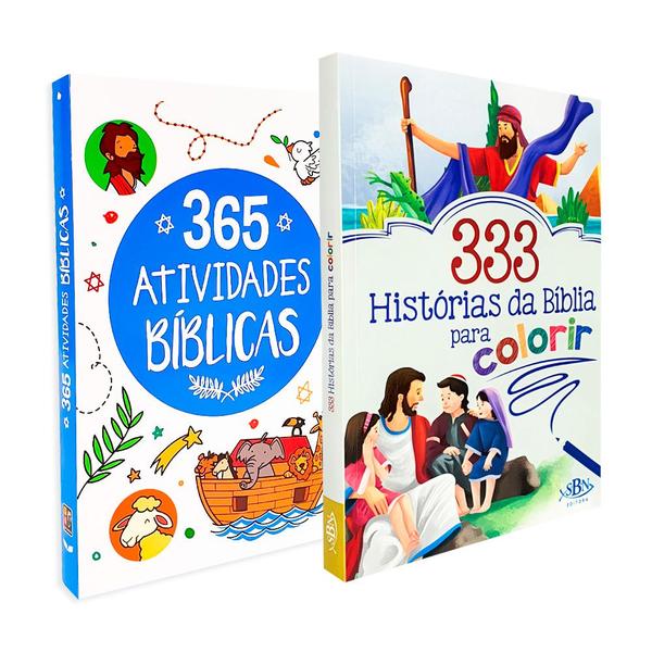 Imagem de Kit 333 Histórias da Bíblia para Colorir + 365 Atividades Bíblicas - Pé Da Letra