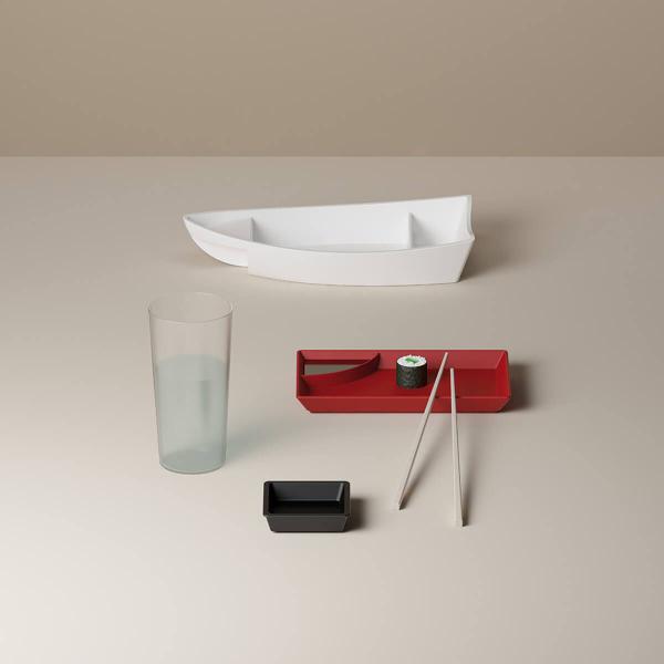 Kit 36 Barcas para Sushi Comida Japonesa Oriental Restaurante 27,5x13cm Brancos Coza Plástico Imagem de Kit 36 Barcas para Sushi Comida Japonesa Oriental Restaurante 27,5x13cm Brancos Coza Plástico