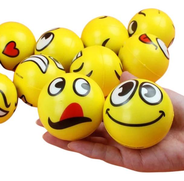 Imagem de Kit 36 Bola Bolinhas Macia Emoji Anti Stress Smile Massagem