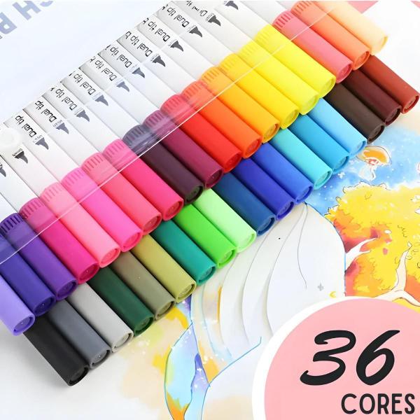 Kit 36 Brush Caneta Pen Ponta Pincel Lettering Canetinha - Friburgo Imagem de Kit 36 Brush Caneta Pen Ponta Pincel Lettering Canetinha