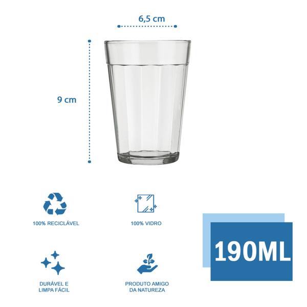 Imagem de Kit 36 Copo Americano Vidro Cerveja 190ml Transparente Nadir