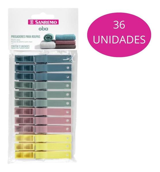 Imagem de Kit 36 Prendedores Para Roupas Pregadores Plástico Sanremo