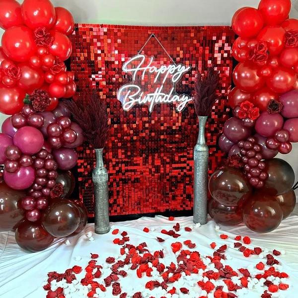 Imagem de Kit 36 Unidades Painel Decorativo Lantejoula Shimmer Wall Vermelho