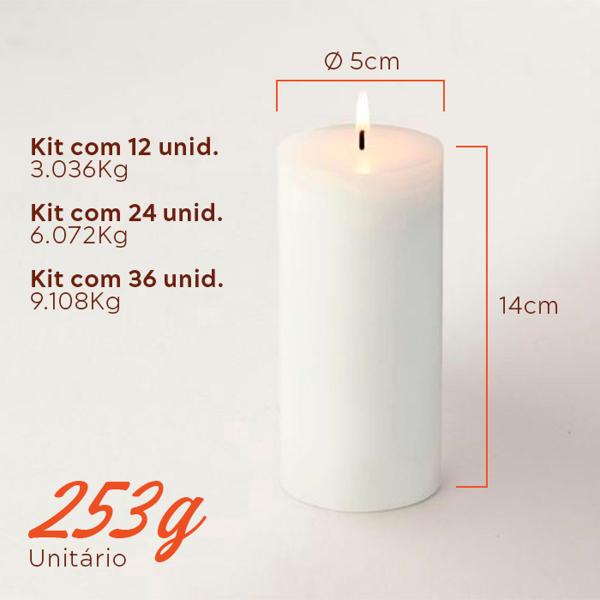 Imagem de Kit 36 Velas 7 Dias Brancas 253g Atacado Parafina Pura