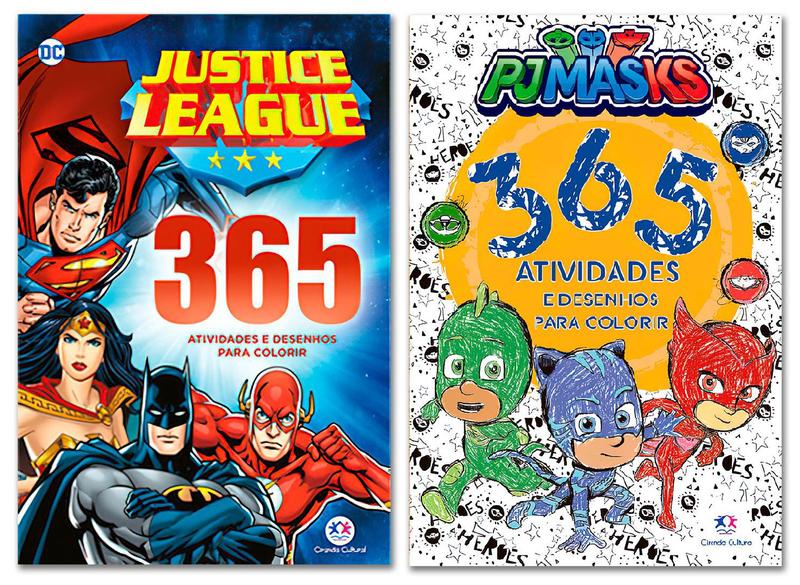 Imagem de Kit 365 Atividades e Desenho - Liga da Justiça + PJ Masks - Ciranda Cultural