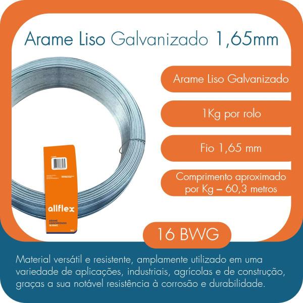 Imagem de Kit 3kg Arame Galvanizado BWG 16 Fio 1,65mm allflex 3x1kg