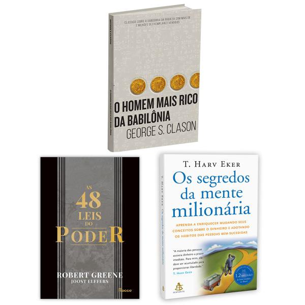 Kit 3livros, As 48 Leis Do Poder + O Homem Mais Rico Da Babilônia + Os Segredos Da Mente Milionária, Os Segredos Para Enriquecer Imagem de Kit 3livros, As 48 Leis Do Poder + O Homem Mais Rico Da Babilônia + Os Segredos Da Mente Milionária, Os Segredos Para Enriquecer