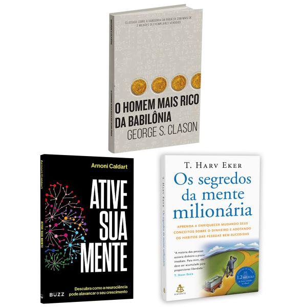 Kit 3livros, Ative Sua Mente + O Homem Mais Rico da Babilônia + Os Segredos Da Mente Milionária, Segredos Para Enriquecer Imagem de Kit 3livros, Ative Sua Mente + O Homem Mais Rico da Babilônia + Os Segredos Da Mente Milionária, Segredos Para Enriquecer