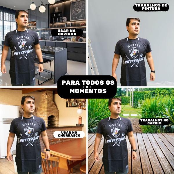 Kit 3Un Avental Protetor Poliéster C/ Alça Cozinheiro Time Vasco Mestre Churrasqueiro Oficial - BRASFOOT Imagem de Kit 3Un Avental Protetor Poliéster C/ Alça Cozinheiro Time Vasco Mestre Churrasqueiro Oficial