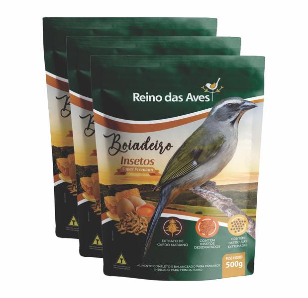 Imagem de kit 3un Boiadeiro Insetos 500g - Reino das aves