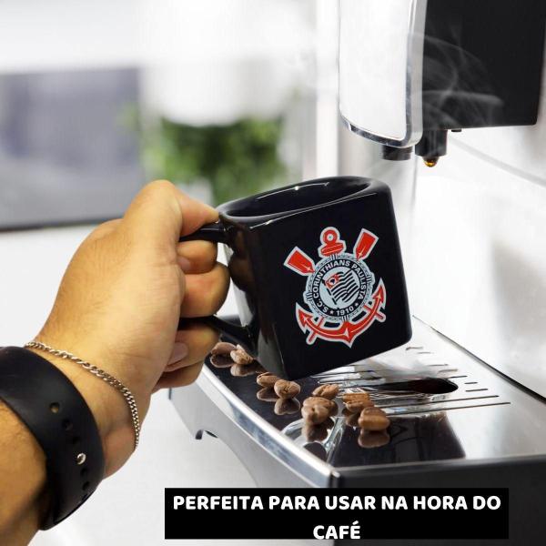 Imagem de Kit 3Un Caneca Porcelana Xícara Quadrada 220Ml Café Preto