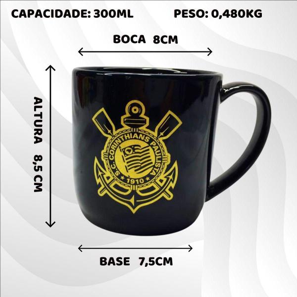 Imagem de Kit 3Un Caneca Preta Xícara Porcelana 300Ml Café Time