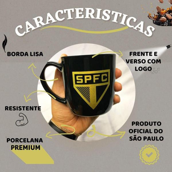 Imagem de Kit 3Un Caneca Preta Xícara Porcelana 300Ml Café Time São