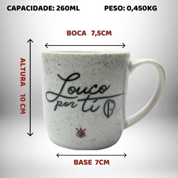 Imagem de Kit 3Un Caneca Xícara Porcelana Preto Branco 300ml Tu És Orgulho Café Time Corinthians Oficial