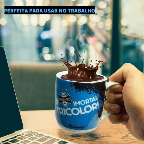 Imagem de Kit 3Un Caneca Xícara Porcelana Reforçada 300Ml Azul Café