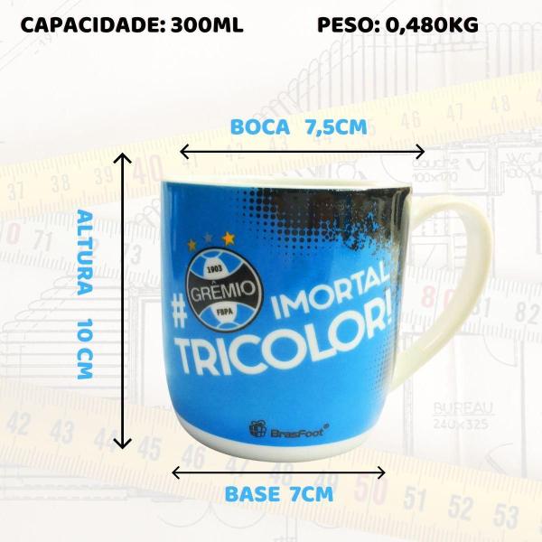 Imagem de Kit 3Un Caneca Xícara Porcelana Reforçada 300Ml Azul Café