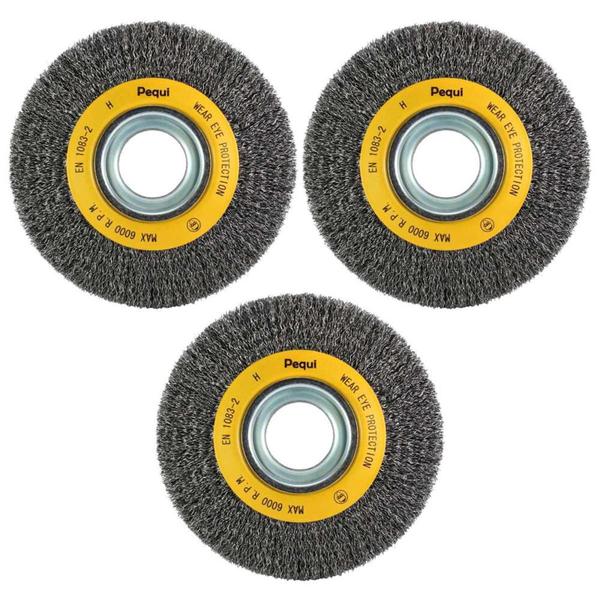 Imagem de KIT 3un Escova Circular de Aço Ondulado 150mm x 19mm x 32mm - Pequi