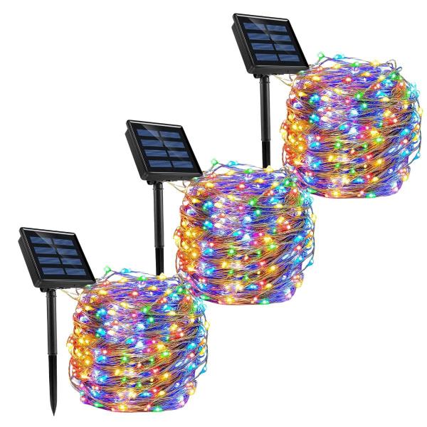 Imagem de Kit 3un Led Natal Decoração Pisca Solar Enfeites Jardim Externo Prova D'água Fio de Fada 