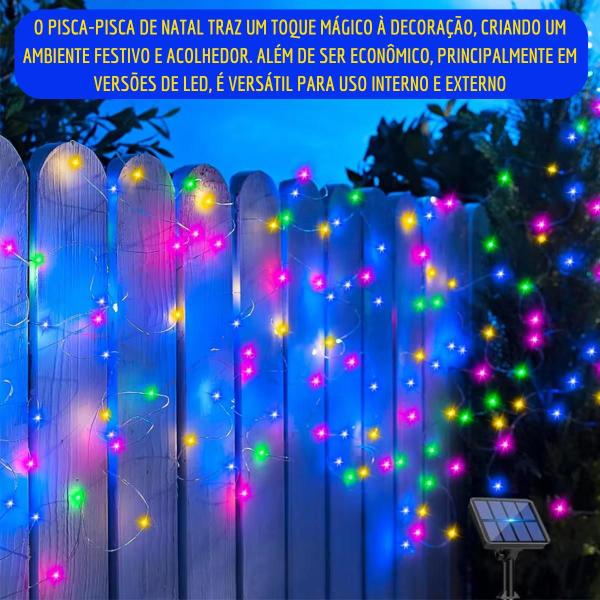 Imagem de Kit 3un Led Natal Decoração Pisca Solar Enfeites Jardim Externo Prova D'água Fio de Fada 