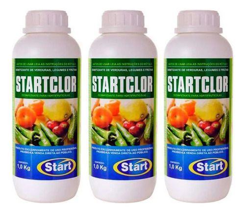 Imagem de Kit 3un startclor sanitizante de verduras e legumes 1kg