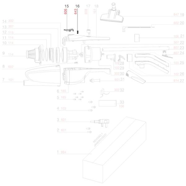 Imagem de Kit 3un Tecla Trava Cinza e 3un Mola do Recipiente Compatível com Electrolux Power Speed STK15