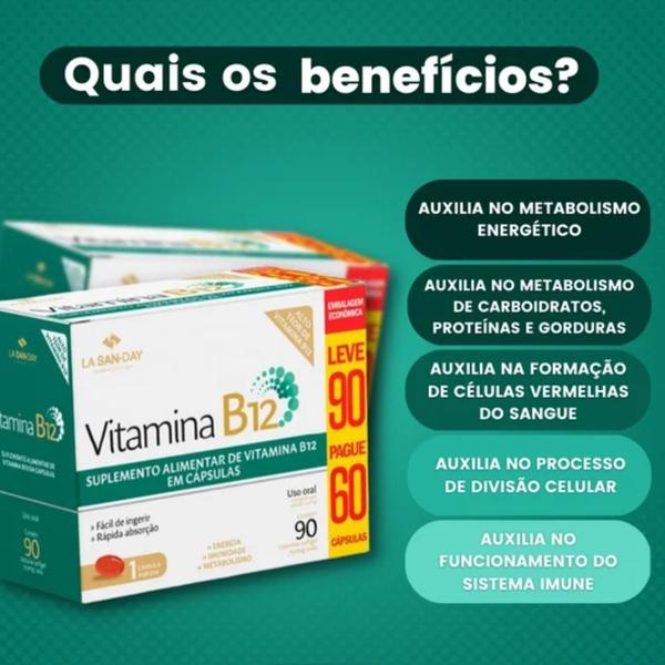 Imagem de Kit 3un Vitamina B12 90Cps - La San Day