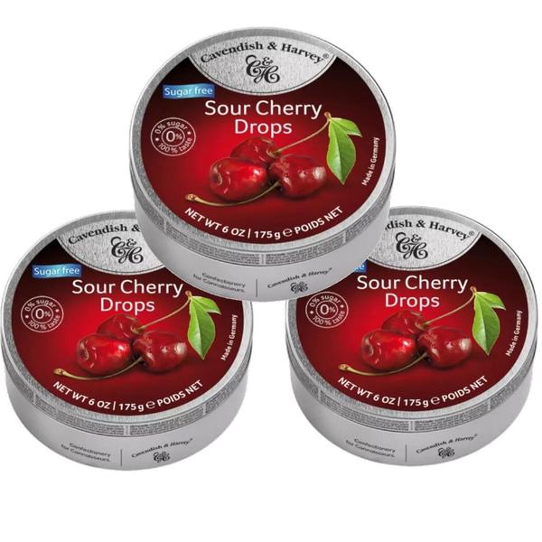 Imagem de Kit 3Und Bala Cavendish & Harvey Sugar Free Sour Cherry 175G