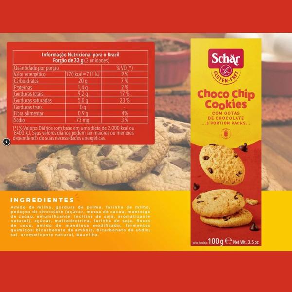 Imagem de Kit 3Und Biscoito Sem Glúten Schar Choco Chip Cookie 100G