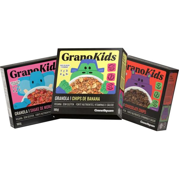 Imagem de Kit 3und Granola GranoKids (Banana, Chocolate e Shake) 180g