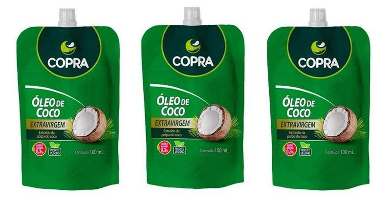 Imagem de Kit 3uni Óleo de Coco Extravirgem 100ml pouch - Copra