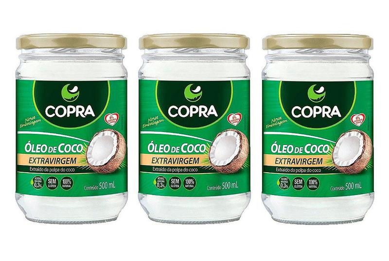 Kit 3uni Óleo de Coco Extravirgem 500ml - Copra Imagem de Kit 3uni Óleo de Coco Extravirgem 500ml - Copra