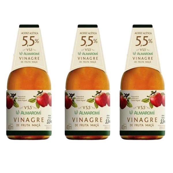 Imagem de Kit 3uni Vinagre de Fruta Maçã 5.5% 400ml - Almaromi