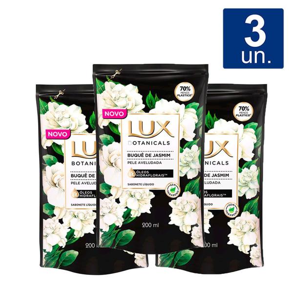 Imagem de Kit 3X 200ml Sabonete Líquido Lux Botanicals Buquê de Jasmim Refil