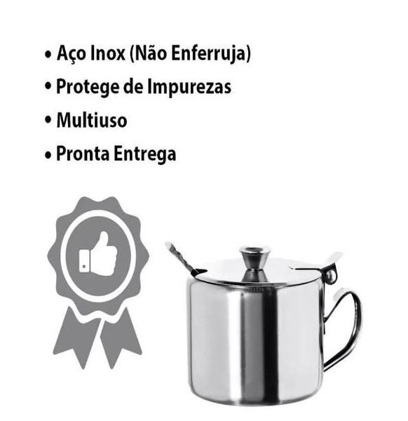 Imagem de Kit 3x Açucareiro Inox com Tampa e Colher 250ml Dia a Dia