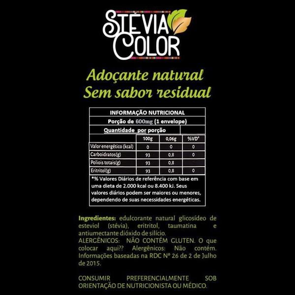 Imagem de KIT 3X - Adoçante Vegano Stévia em pó  Color Andina  50 sachês de 600 mg 