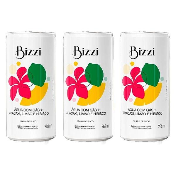 Kit 3X: Água Gaseificada Abacaxi, Limão E Hibisco Sem Açúcar - Bizzi Imagem de Kit 3X: Água Gaseificada Abacaxi, Limão E Hibisco Sem Açúcar