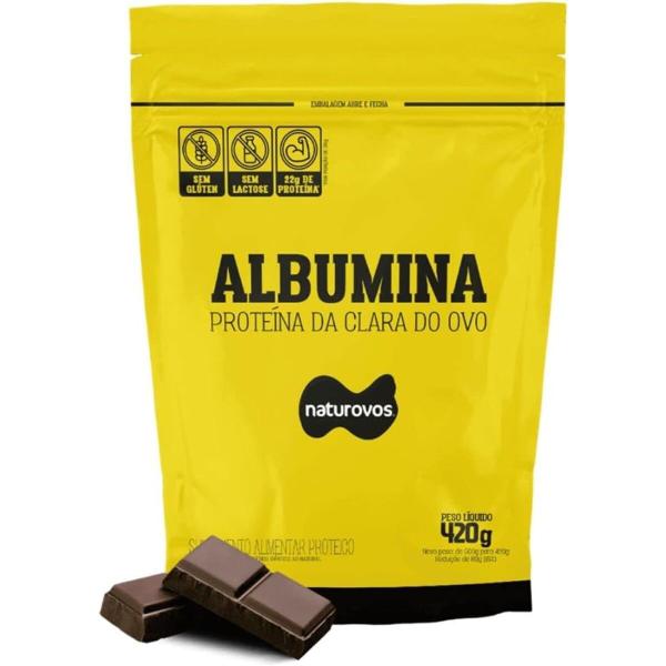 Imagem de Kit 3x Albumina Naturovos 420g Sabor Chocolate