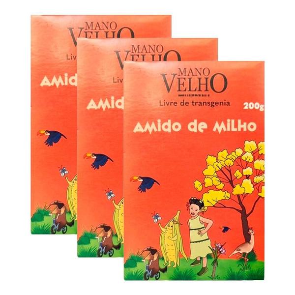 Kit 3X: Amido de Milho Não Transgênico Mano Velho 200g Imagem de Kit 3X: Amido de Milho Não Transgênico Mano Velho 200g
