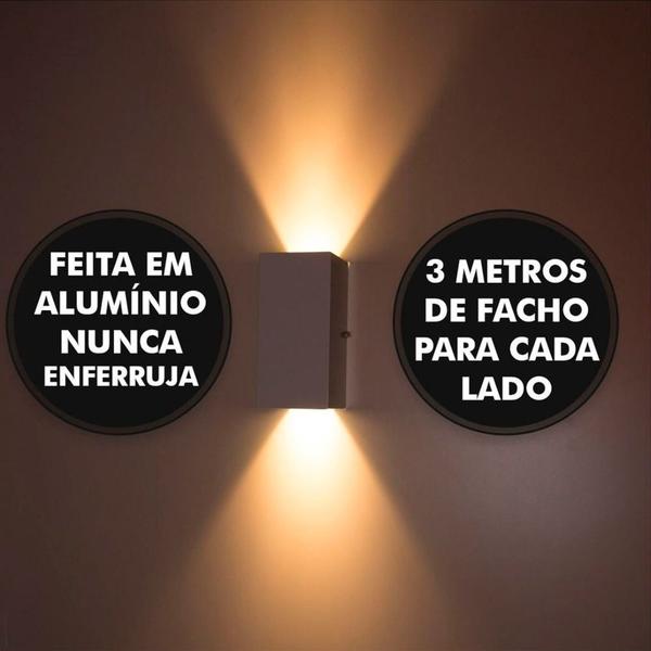 Imagem de Kit 3x Arandelas Duplo Facho Longo Branca + Lâmpada Led Gu10 6w 6500K ST187