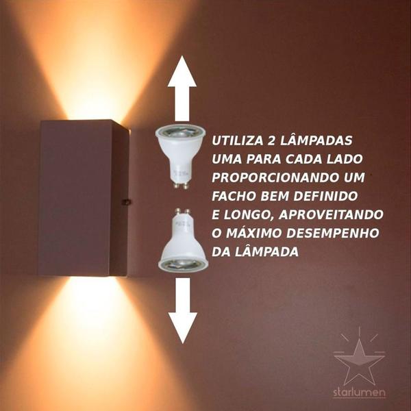 Imagem de Kit 3x Arandelas Duplo Facho Longo Branca + Lâmpada Led Gu10 6w 6500K ST187