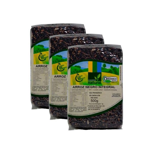 Imagem de Kit 3X: Arroz Negro Integral Orgânico Coopernatural 500g