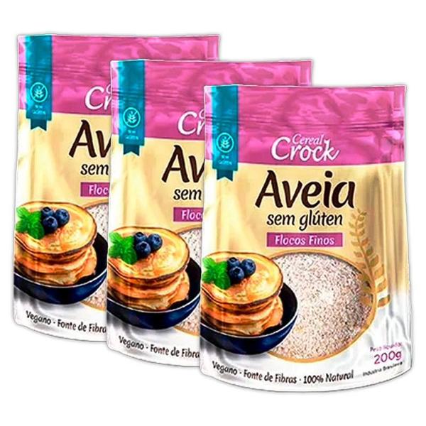 Kit 3X: Aveia Em Flocos Finos Sem Glúten Leve Croc 200G Imagem de Kit 3X: Aveia Em Flocos Finos Sem Glúten Leve Croc 200G