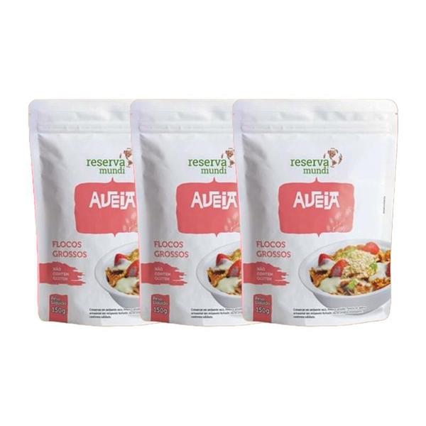 Kit 3X: Aveia em Flocos Grossos Sem Glúten Reserva Mundi 150g Imagem de Kit 3X: Aveia em Flocos Grossos Sem Glúten Reserva Mundi 150g