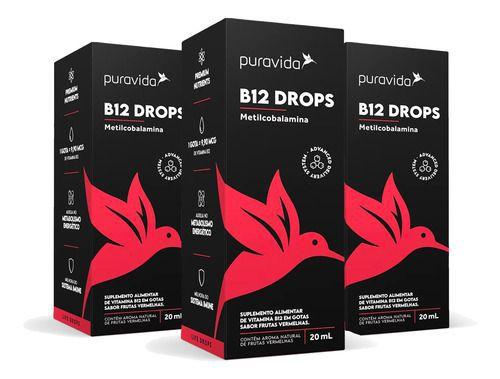 Kit 3x B12 Metil Drops Metilcobalamina, Em Gotas, Puravida Imagem de Kit 3x B12 Metil Drops Metilcobalamina, Em Gotas, Puravida