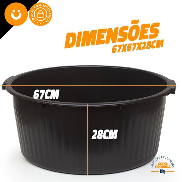 Imagem de Kit 3x Bacia Plastico Grande Reforçada Multiuso C Alça 80l