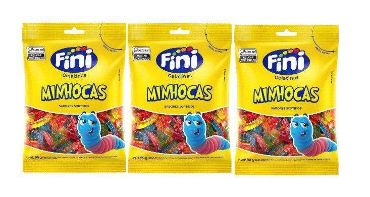 Kit 3x Bala Fini Gelatina Minhoca Brilho 100g - Cimed - Sistema Imagem de Kit 3x Bala Fini Gelatina Minhoca Brilho 100g - Cimed