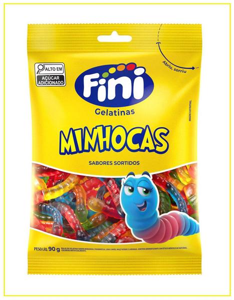 Kit 3x Bala Fini Gelatina Minhoca Brilho 100g - Cimed - Sistema Imagem de Kit 3x Bala Fini Gelatina Minhoca Brilho 100g - Cimed